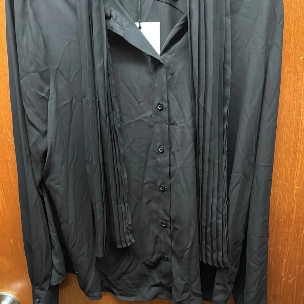 NWT Black Long Sleeve Blouse with Scarf Tie - Picture 7 of 10